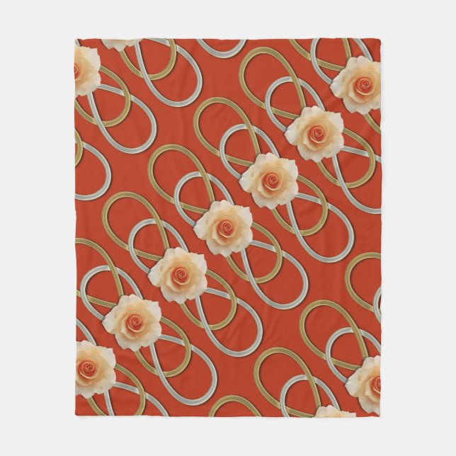 Double Infinity Silver Gold Rose + your backgr. Fleece Blanket (Front)