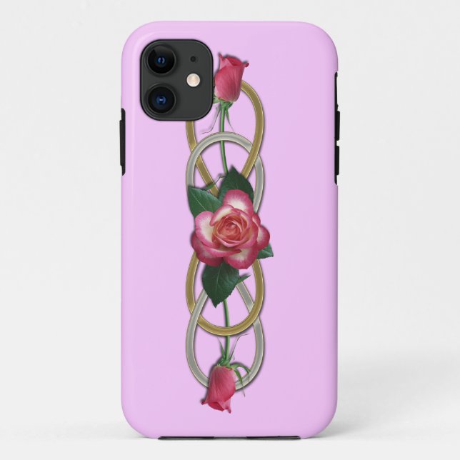 Double Infinity Silver Gold Roses Case-Mate iPhone Case (Back)
