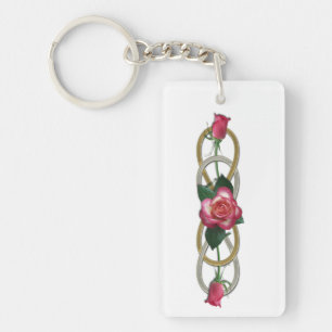 Double Infinity Silver Gold Roses Key Ring