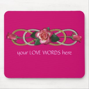 Double Infinity Silver Gold Roses Mouse Pad