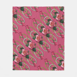 Double Infinity Silver Gold Roses + your backgr. Fleece Blanket