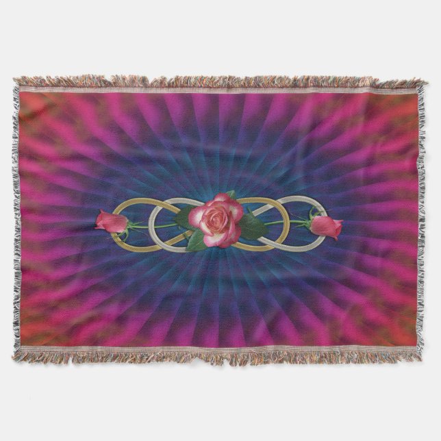 Double Infinity Silver Gold Roses + your backgr. Throw Blanket (Front)