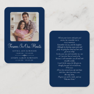 Double Joint Funeral Photo Blue Prayer Card