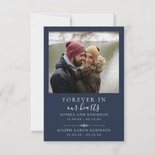 Double Joint Memorial Photo Blue Prayer Card
