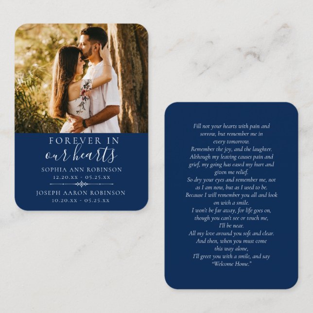 Double Joint Memorial Photo Blue Prayer Card (Front/Back)