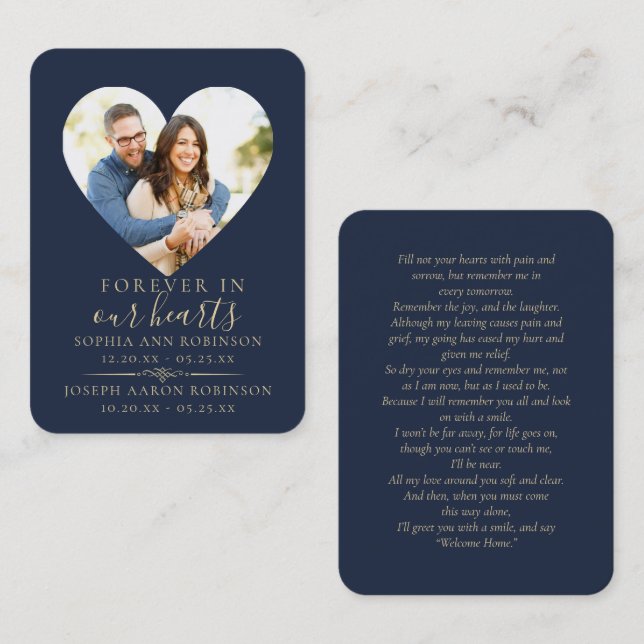 Double Joint Memorial Photo Funeral Prayer Card (Front/Back)