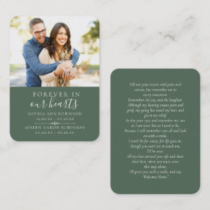 Double Joint Memorial Photo Sage Green Prayer Card
