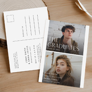 Double Joint Twin Graduate Photo Graduation Party Postcard