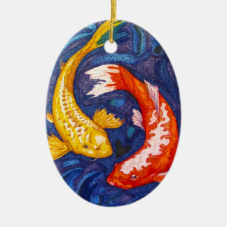 Double Koi Fish Design Ceramic Ornament