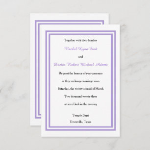 Double Lavender Trim - 3x5 Wedding Invitation