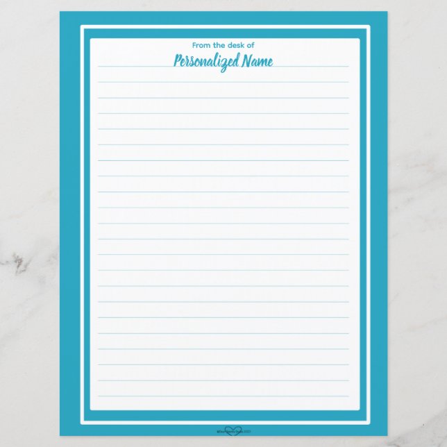Double Line Frame Blue Lined Paper Sheet (Front)