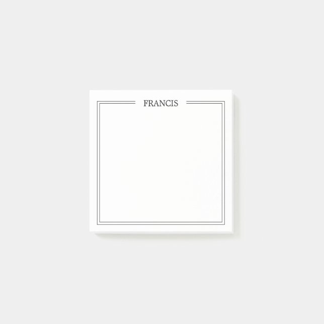 Double Lined Border Personalized Post it Notes (Front)