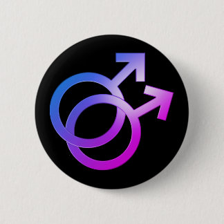 Double Male Symbol 6 Cm Round Badge