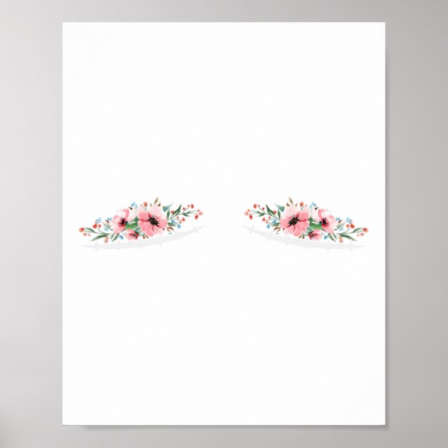 Double Mastectomy Scars with Flowers Breast Cancer Poster (Front)
