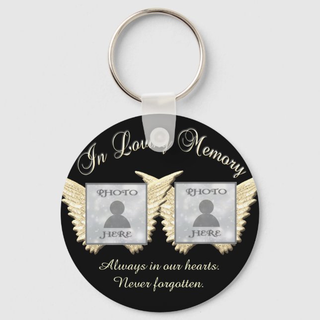Double Memorial add Photos Keepsake Key Ring (Front)