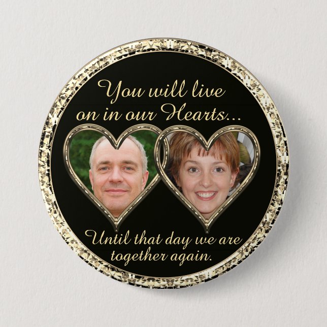 Double Memorial Add Photos Keepsake Keychain 7.5 Cm Round Badge (Front)