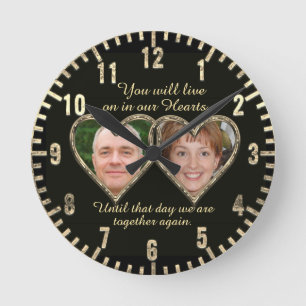 Double Memorial Add Photos Keepsake Round Clock