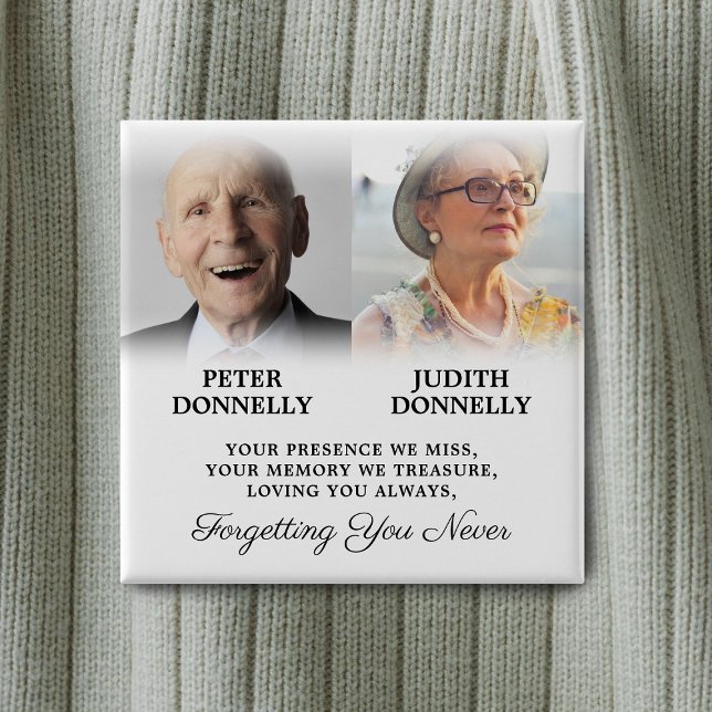 Double Memorial Funeral Photo 15 Cm Square Badge (Creator Uploaded)