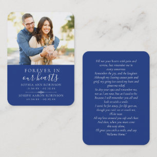 Double Memorial Funeral Photo Blue Prayer Card