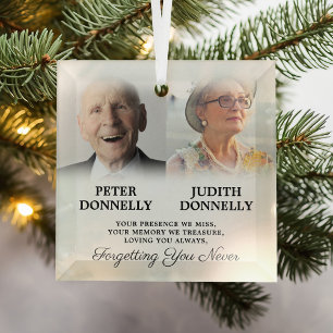 Double Memorial Photo Christmas Glass Tree Decoration