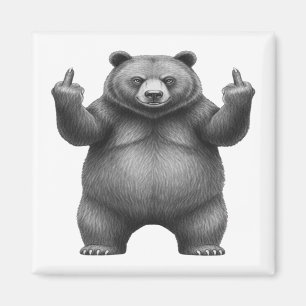 Double Middle Finger Bear Magnet