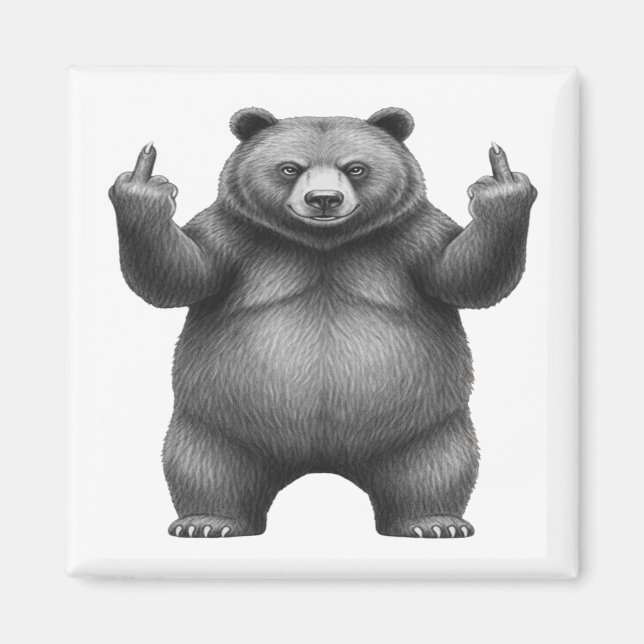 Double Middle Finger Bear Magnet (Front)