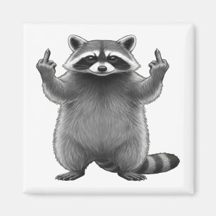 Double Middle Finger Racoon Magnet