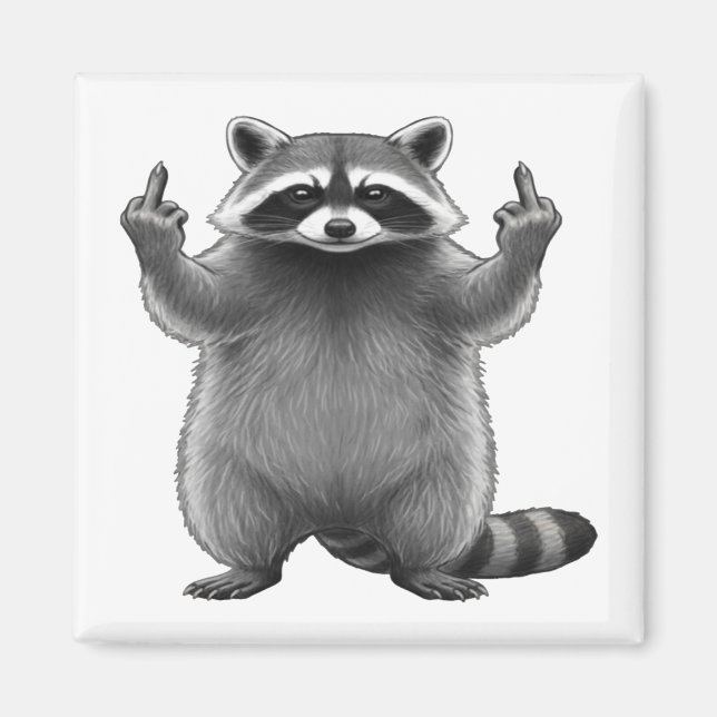 Double Middle Finger Racoon  Magnet (Front)
