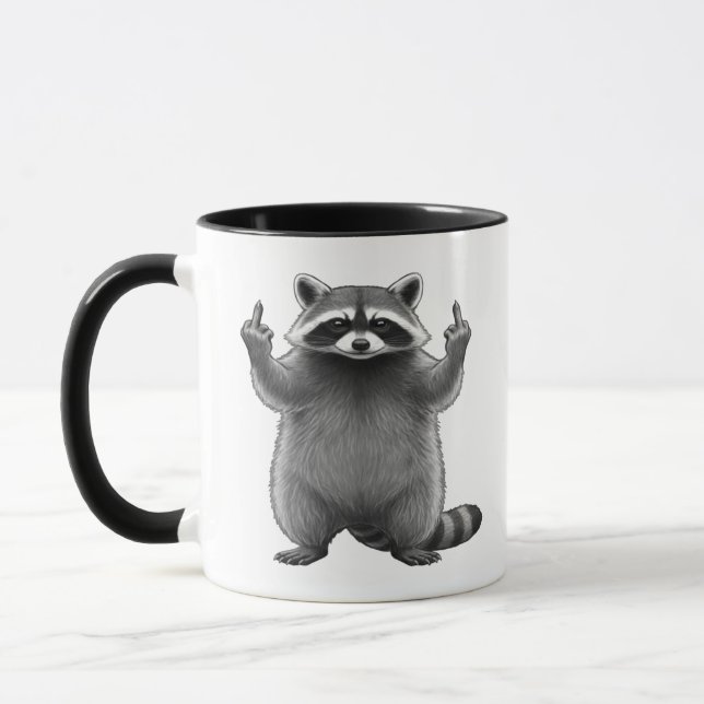 Double Middle Finger Racoon  Mug (Left)