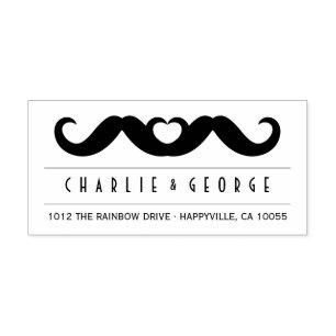 Double Moustache Love Gay Wedding Self Inking Self-inking Stamp