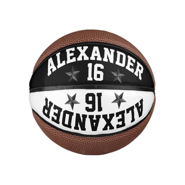 Double Name Black and White Personalise Basketball (Front)