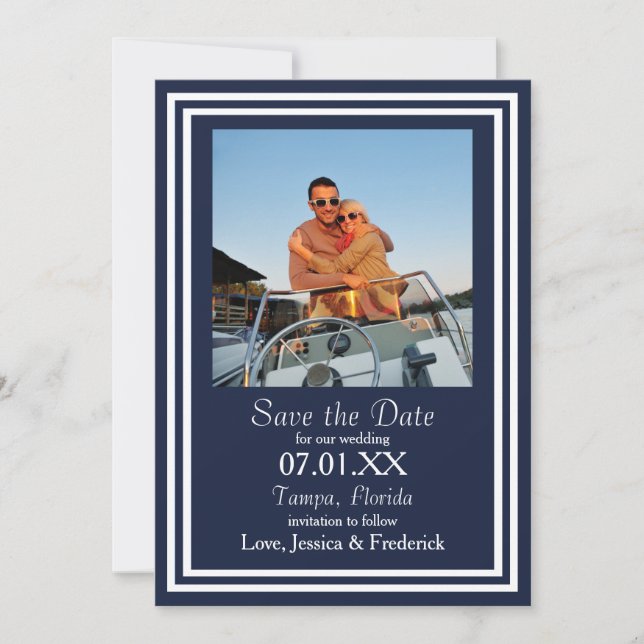 Double Navy Nautical - Save the Date (Front)
