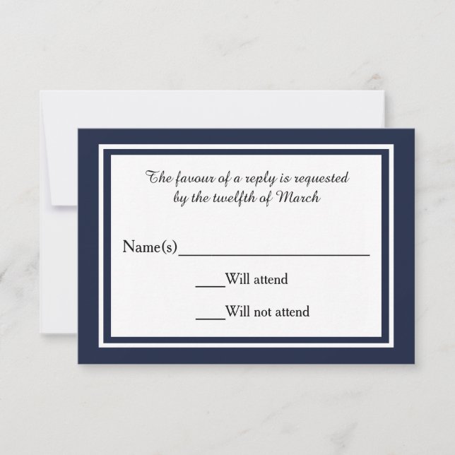 Double Navy Trim - RSVP Card (Front)