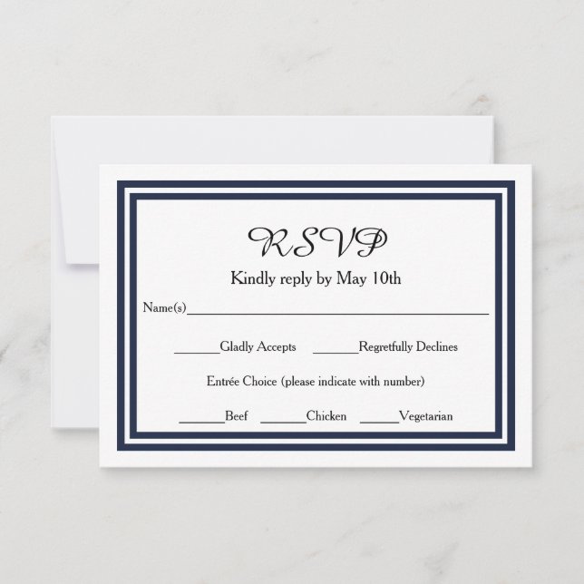 Double Navy Trim - RSVP Response Card (Front)