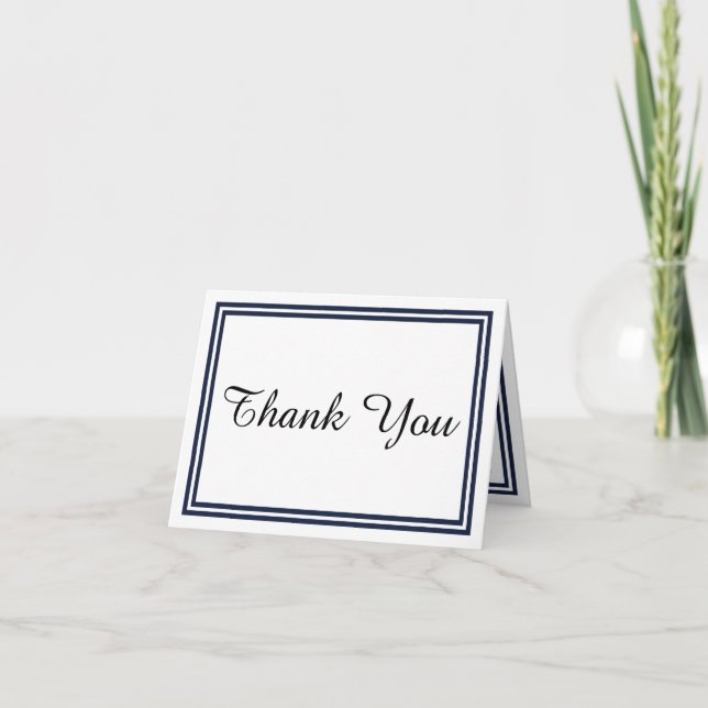 Double Navy Trim - Thank You Card (Front)