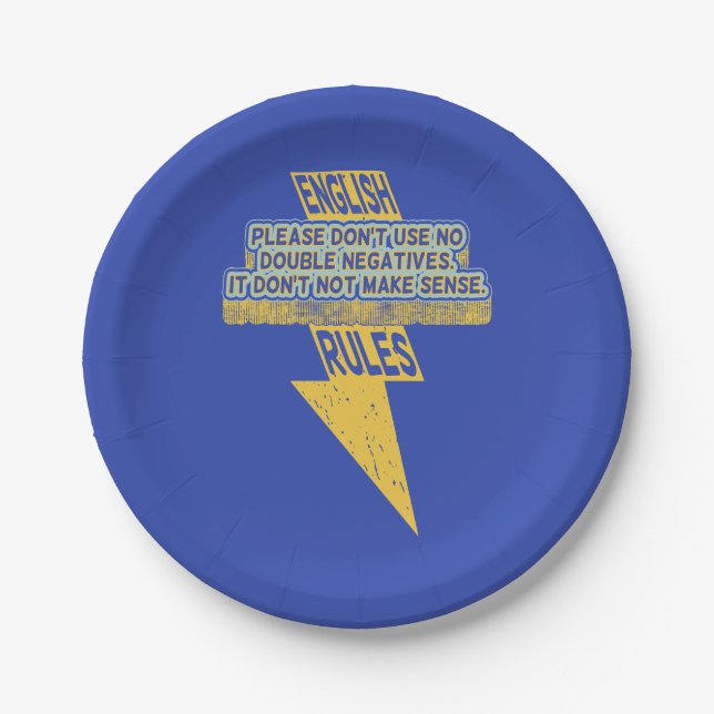 Double negative English language literacy Paper Plate (Front)