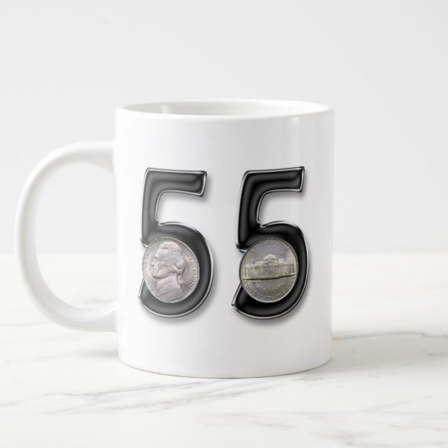 Double Nickel Fifty-five Birthday Large Coffee Mug (Left)