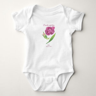 Double perfection lilac-magenta tulip name date  baby bodysuit