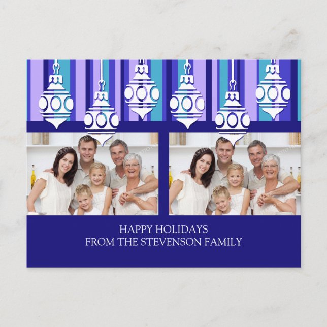 Double Photo Happy Holidays Christmas Postcards (Front)