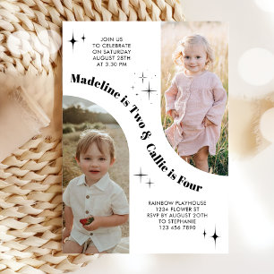 Double Photo Joint Arch Birthday Invitation