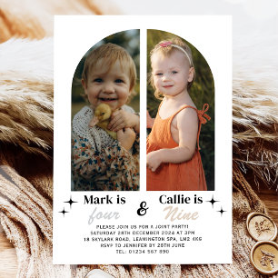 Double Photo Joint Birthday Invitation