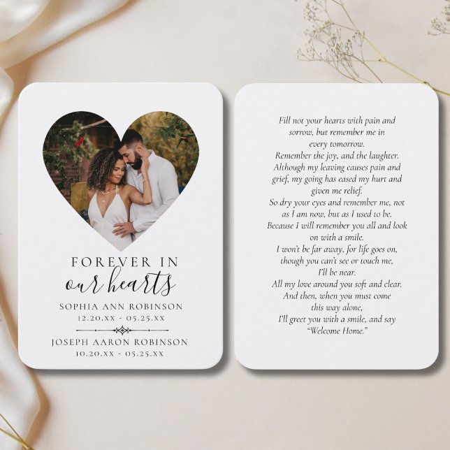 Double Photo Memorial Funeral Heart Prayer Card (Creator Uploaded)