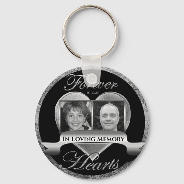 Double Photo Memorial in Loving Memory Keychain (Front)