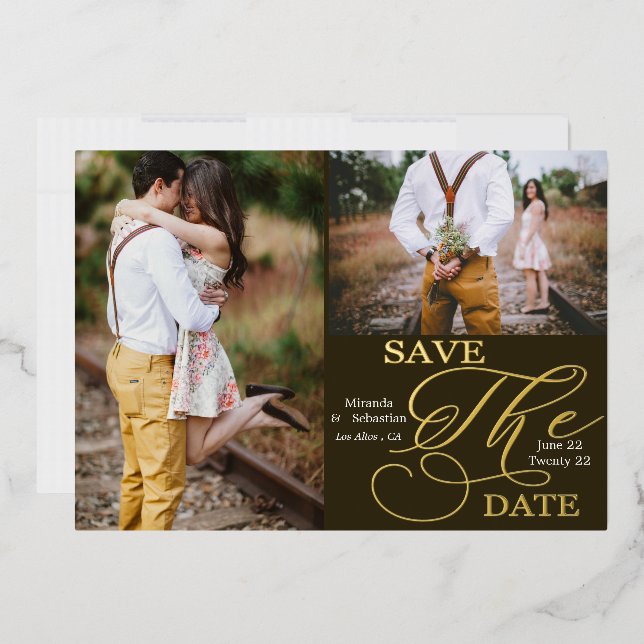 Double Photo Minimalist Typography Save The Date (Envelope)