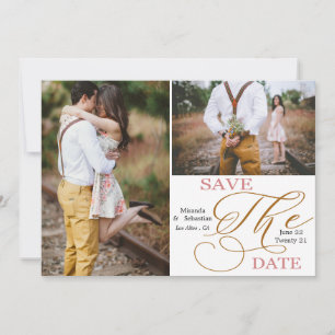 Double Photo Minimalist Typography Save The Date