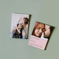 Double photo modern bold thin text save the date