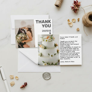 Double photo modern thank you card