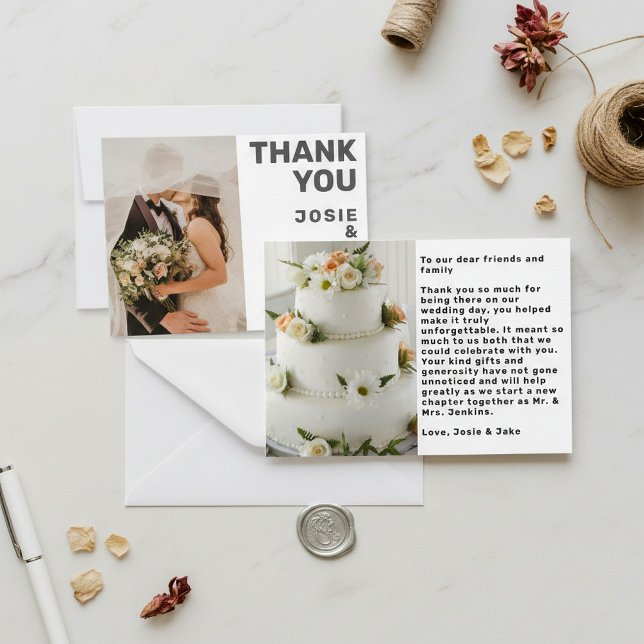 Double photo modern thank you card (Double photo modern thank you card.)
