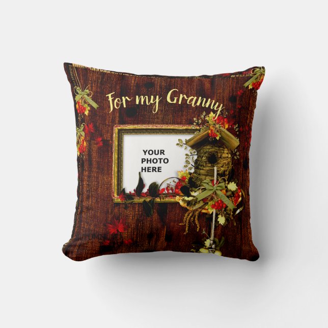 Double Photo Rustic Christmas Cushion (Front)
