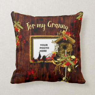 Double Photo Rustic Christmas Cushion